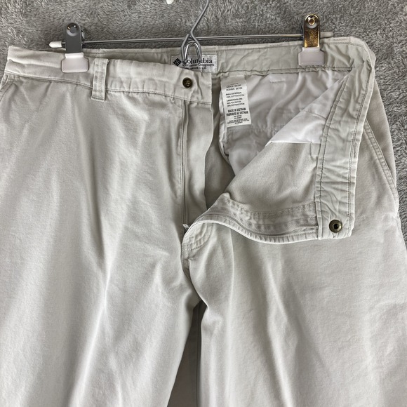 Columbia Roc Pants Mens 36 Beige Chino Outdoors Pocket Cotton Casual 34X28 - Picture 7 of 13
